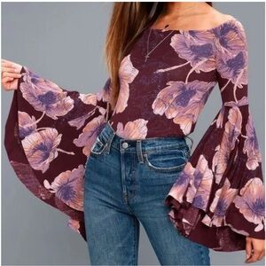 We the Free “Birds of Paradise” Purple Floral Blouse